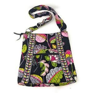 Vera Bradley Hipster Moon Blooms Crossbody Purse Cotton Quilted Lightweight